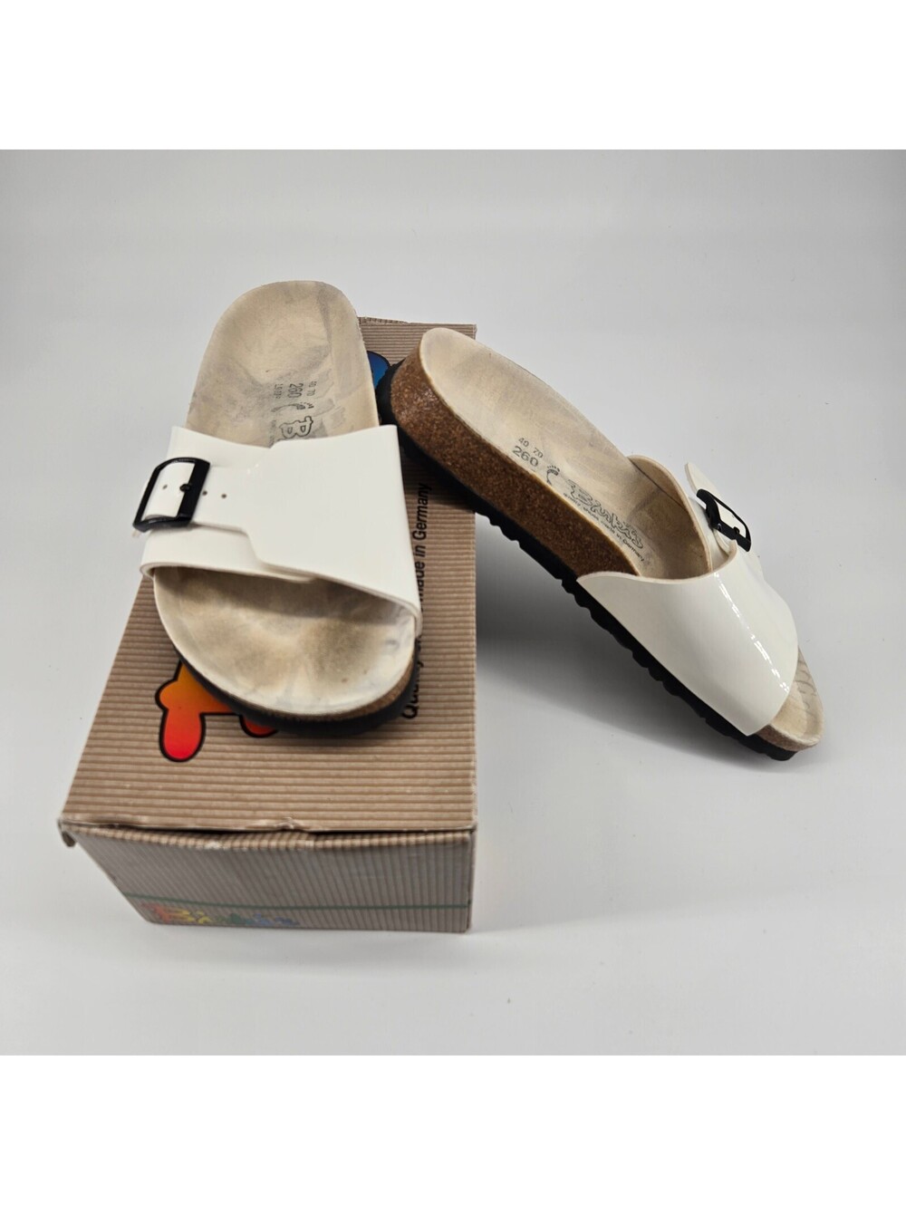 Birki’s Birkenstock Catalina White Patent Birko-Flor Sandals Women 40 US 9.5-10